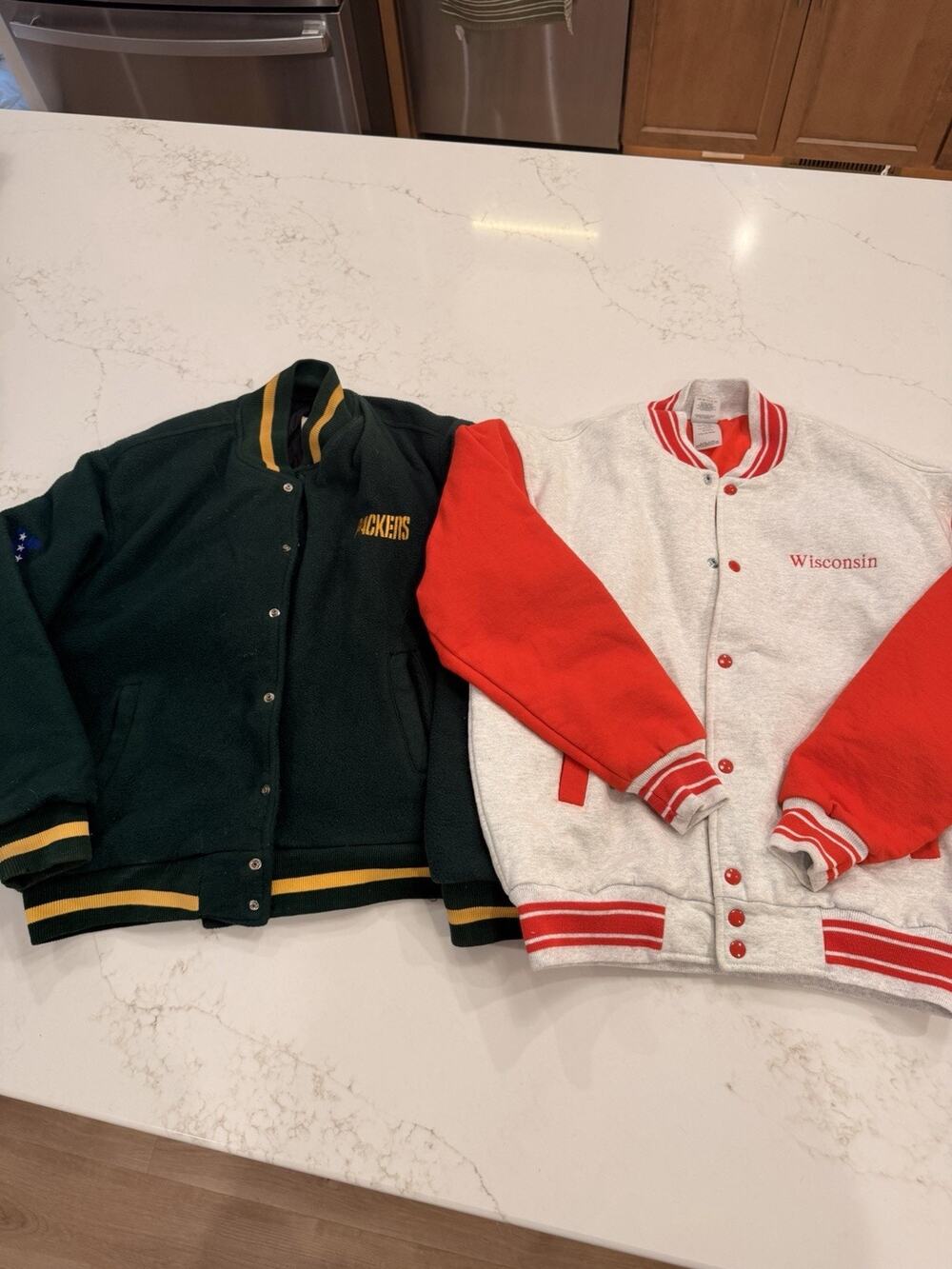 Vintage Wisconsin Varsity Jacket + Packers Jacket Lot XL 90s College NFL Bundle